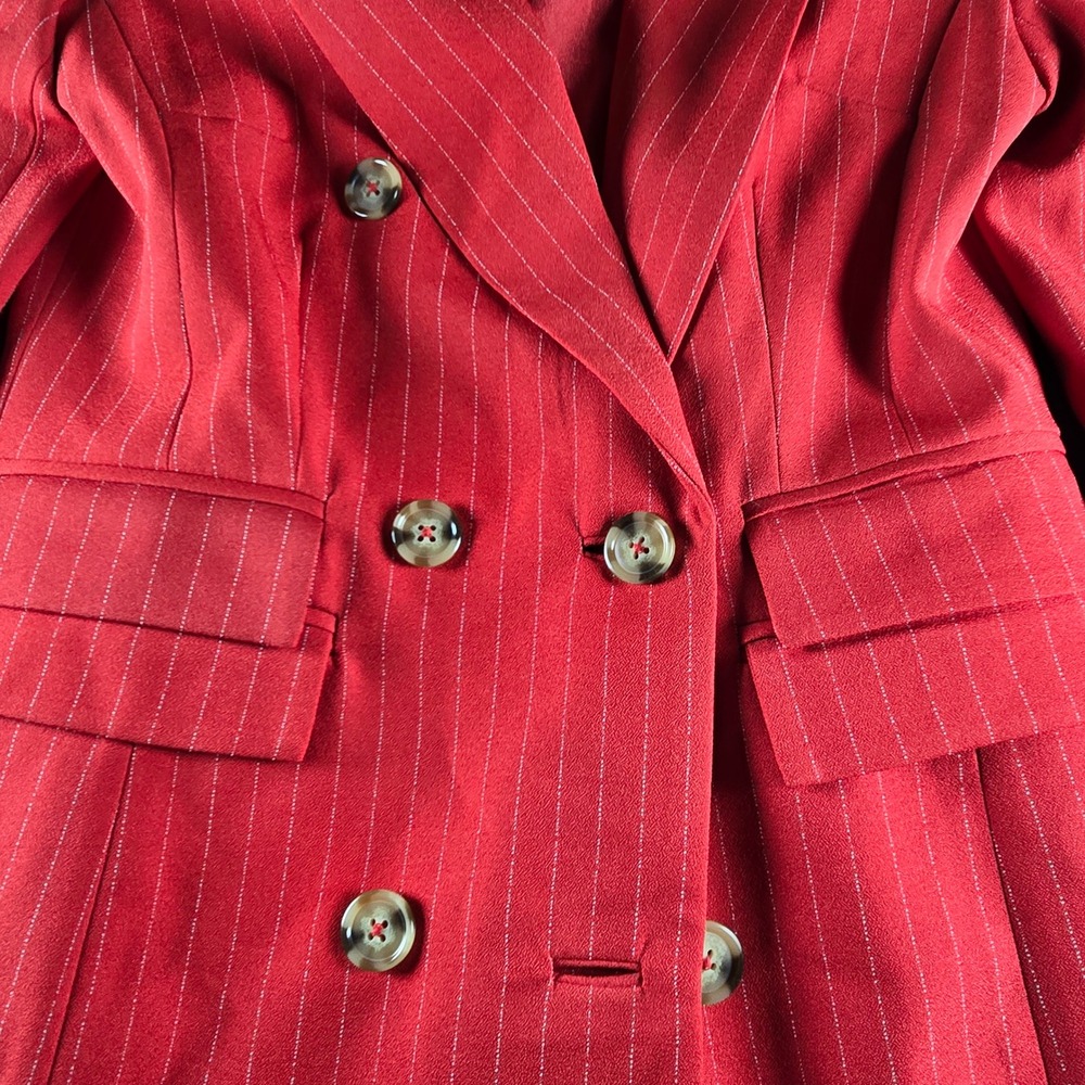 C/MEO COLLECTIVE Red Pinstripe Double Breasted Blazer Jacket Size S